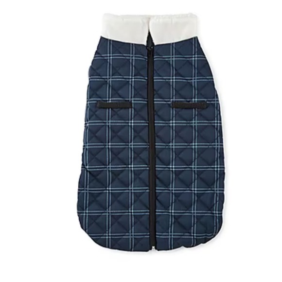 Paw & Tail Blue Plaid Dog Coat * Stylish Vest for Dogs, Size L - Picture 1 of 4